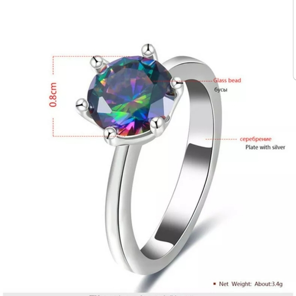 Silver Round Cut Cubic Zirconia size 6 - Picture 3 of 5